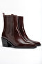 Burgundy Wrinkled Patent Leather Pointed Toe Elastic Western Cowboy Boots - 2