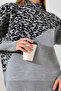 High Collar Leopard Color Block Winter Knit Sweater - 3