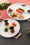 London 2-Piece (51, 31 cm) White Presentation Metal Serving Tray Set Breakfast Wooden Handle Treat Tray - 3