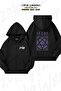Unisex Roses Him Printed Oversized Back Printed Zippered Hooded Cardigan