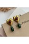 Brand Model Heart Green Stone Earrings - 2