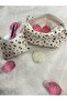Ecru Color Coffee Patterned Makeup Bag and Wallet Set Puff