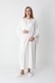 Women's Ecru Special Lace Detailed Full Length Design Winter Long Sleeve Maternity Dressing Gown Nightgown Set - 5