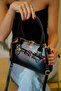 Baguette with Brown Belt Detail - Burgundy Medium Size Patent Leather Women's Shoulder & Handbag - 4