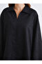 Black Shirt Collar Suede Look Blouse - 3
