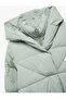 Hooded Zippered Button Detailed Pocket Comfortable Fit Quilted Puffer Jacket - 6