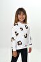 Ecru Girl's Relax Fit Crew Neck Drop Shoulder Printed Sweatshirt - 2 Thread - 2