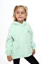 Mint Green Girl's Oversized Hooded Pocket Embroidery Printed Slit Sweatshirt - 3 Thread Raised Embroidery - 4