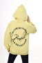 Light Green Girl's Oversized Hooded Pocket Low Shoulder Printed Slit Sweatshirt - 4