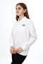 Ecru Girl's Oversized Polo Neck Off-Shoulder Embroidery Printed Sweatshirt - 2 Thread