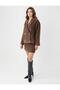 Bitter Brown Slim Fit Regular Waist Cashmere Mini Skirt - 2