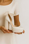 Women's Pearl Thick Heeled Special Occasion Wedding Bridal Shoes and Matching Bag - 2