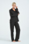 Women's Black Heart Pattern Cotton Long Pajama Set – Soft and Comfortable Loungewear - 6