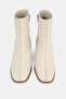Women's Beige Genuine Natural Leather Size 35-41 Thick Heel Square Toe Boots & Booties - 3