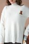 Women's Mock Neck Embroidery Detail Slit Knitwear Sweater - 2