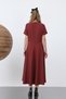 Women's Short Sleeve Midi Dress -32266Elb - Burgundy - 4