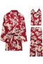 3-Piece Women's Satin Pajama Set with Dragon Print (Cami, Robe, Pants) TZ013 - 3