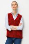 Women's Patchwork Floral Felt Wool Vest Dark Red_Coral - 3