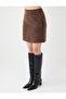 Bitter Brown Slim Fit Regular Waist Cashmere Mini Skirt - 4