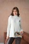 Women's Mock Neck Embroidery Detail Slit Knitwear Sweater - 3