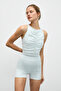 Movexa Women's Flexible and Soft Textured Round Neck Gathered Front Halter Back Gray Bustier - 2