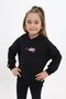 Black Girl's Relax Fit Hooded Drop Shoulder Printed Sweatshirt - 2 Thread