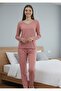 Viscose Stretch Fabric Knitted Pajama Set V-Neck Long Sleeve t Shirt Pants