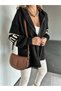 Robi̇n Women's Knitted Jacket with Written Sleeves K Hooded Long Back Unlined Boucle Short Coat - 8