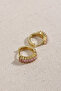 Pink Baguette Stone Gold Hoop Color Earrings - 2