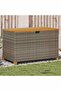 Garden Storage Box Grey 110x55x63 cm Poly Rattan Acacia Wood