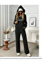 3-Piece Winter Black Gray Navy Wide-Leg Winter Sweatpants Set Plus Size Comfortable Fabric - 2