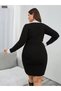 New Season Women's Plus Size V-Neck Long Sleeve Knitwear Short Dress - 3