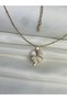 Four-Leaf Clover Steel Necklace with Pearlescent Zircon Stone, Tarnish-Resistant Steel, Lucky Gift - 3