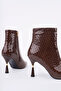 Women's Heeled Boots Snake Pattern Patent Leather Pointed Toe 9.5 cm Thin Heel Winter Stylish Modern Design - 2