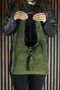 Khaki Genuine Cowhide Suede Tasseled Magnetic Closure Medium Size Daily Shoulder Bag - 6