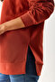 Women's Crew Neck Side Slit Regular Fit 3 Thread Sweatshirt 100% Cotton - Tile - 7