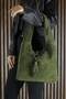 Khaki Genuine Cowhide Suede Tasseled Magnetic Closure Medium Size Daily Shoulder Bag - 4