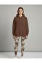 Women's Loose Fit Backless Printed Oversized Hoody Sweatshirt - Modal Winter Hooded - 3