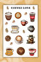 Set of 2 Coffee Themed Stickers - Coffee Stickers -For Coffee Lovers- Laptop Notebook Phone - 2