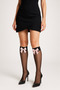 Women's Black 20 Denim Below-Knee Thick Elastic Bow Transparent Socks - 3
