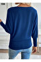 Pearl Round Neck Long Sleeve Viscose Women's Blouse - 3