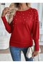 New Season Stylish Women's Round Neck Long Sleeve Pearl Viscose Blouse - 7