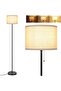 Floor Lamp LED Modern Standing Lamp with 3 Color Temperatures, Beige Linen Shade, Black Pole (No Bul