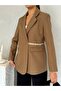 Lined Short Cashmere Leya Jacket with Side Belt Detail - 2