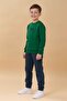 Boy's Crew Neck Embroidered Winter Suit - Green - 2