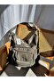 Women's Satin Leather Multi-Compartment Handbag/Backpack and Shoulder Bag - 2