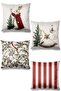 Set of Printed Suede Throw Pillow Covers with Double-Sided Rabbit Pattern - New Year - Christmas - New Year's Eve
