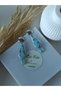 Blue Natural Stone Charm Floral Women's Polymer Clay Steel Earrings with Apparatus Dangle Earrings - 2