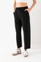 Women's Black Balloon Fit Double Pocket Modal Fabric Soft Textured High Waist Elastic Stretch Fabric Sweatpants - 5