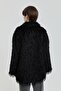 Fringed Faux Fur Coat Black - 7